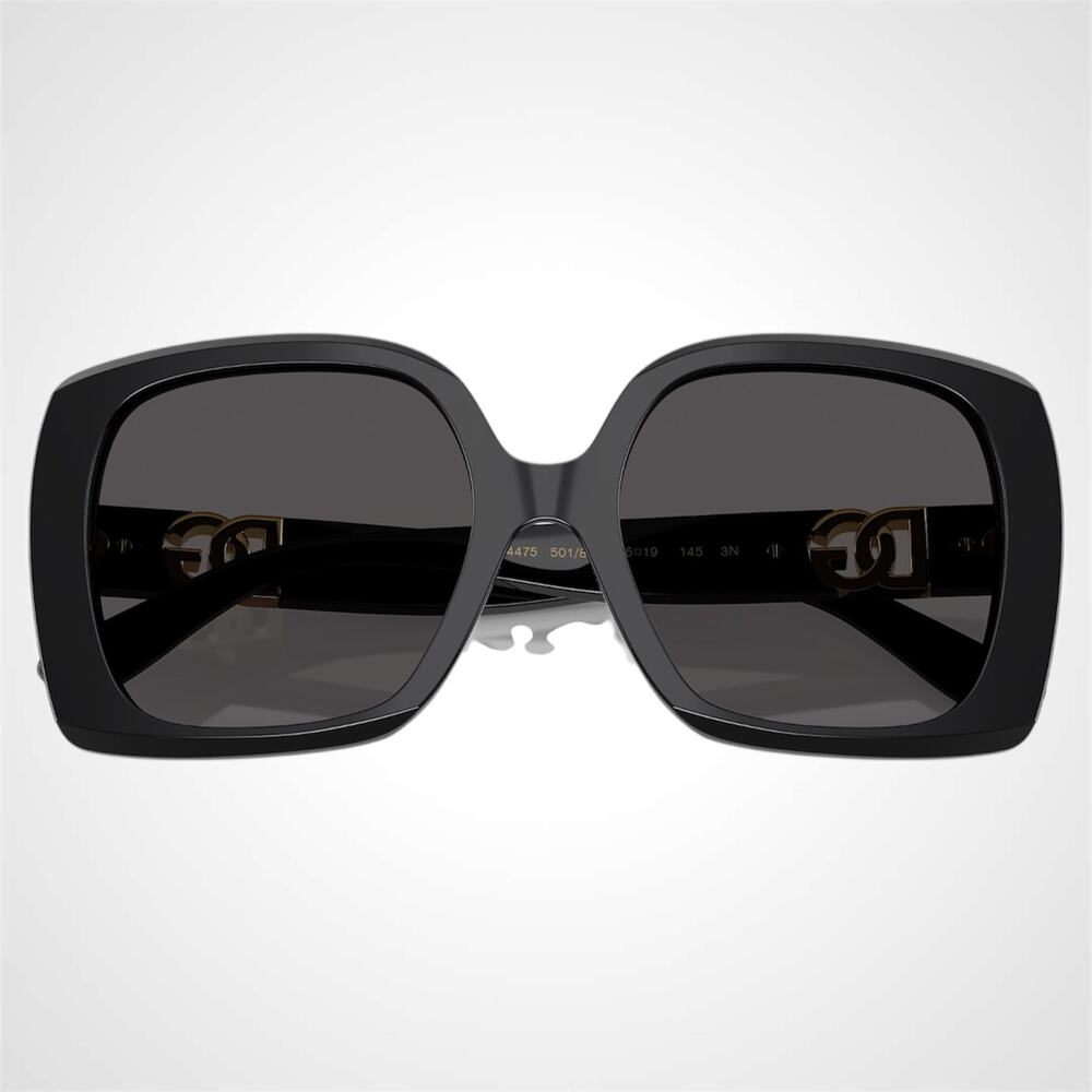 New Dolce & Gabbana Sunglasses Black Acetate Square Gold Metal DG - Picture 4 of 6